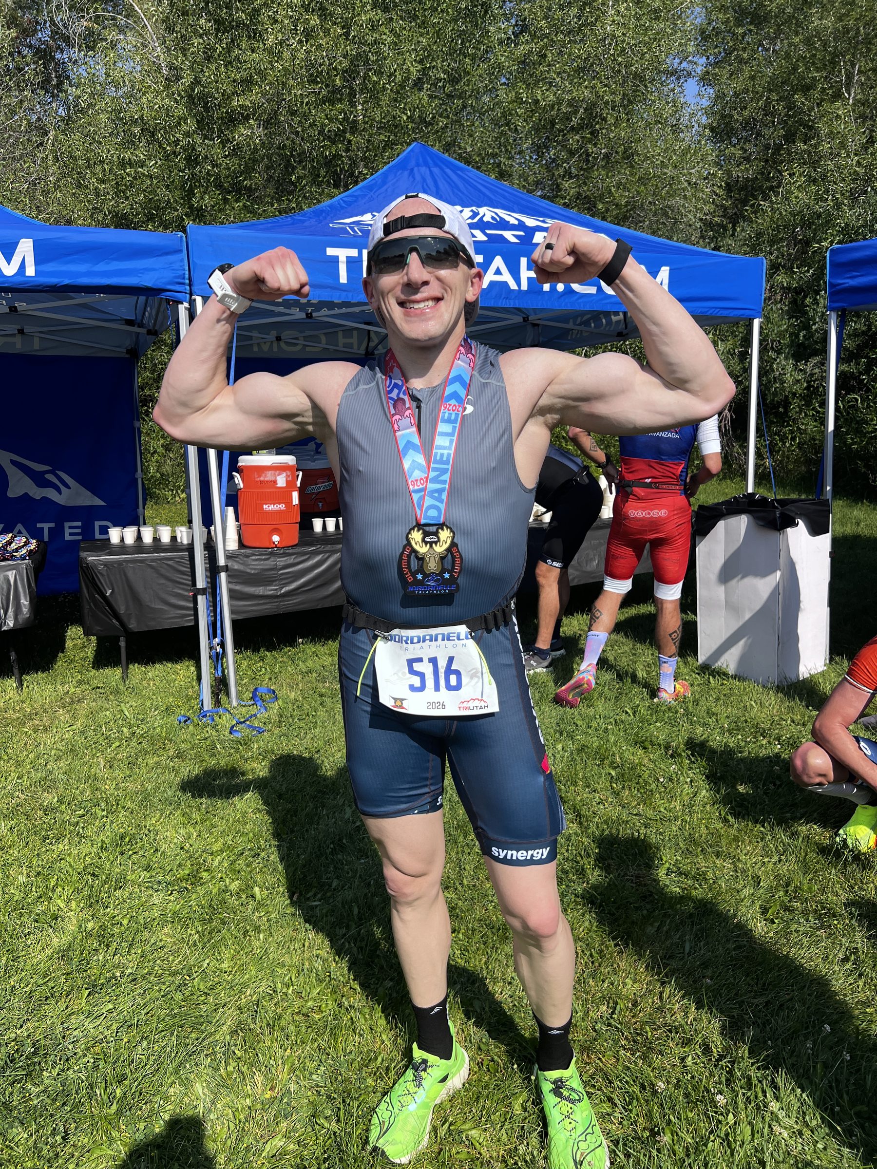 Adam at the Jordanelle Triathlon finish