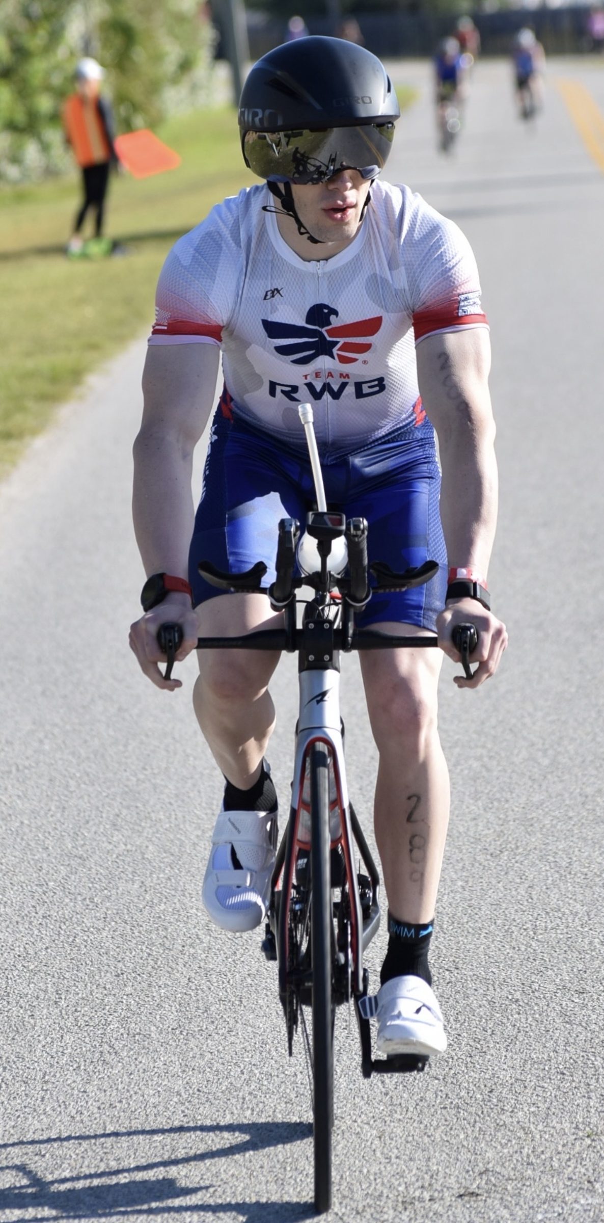 On the bike in Team RWB kit